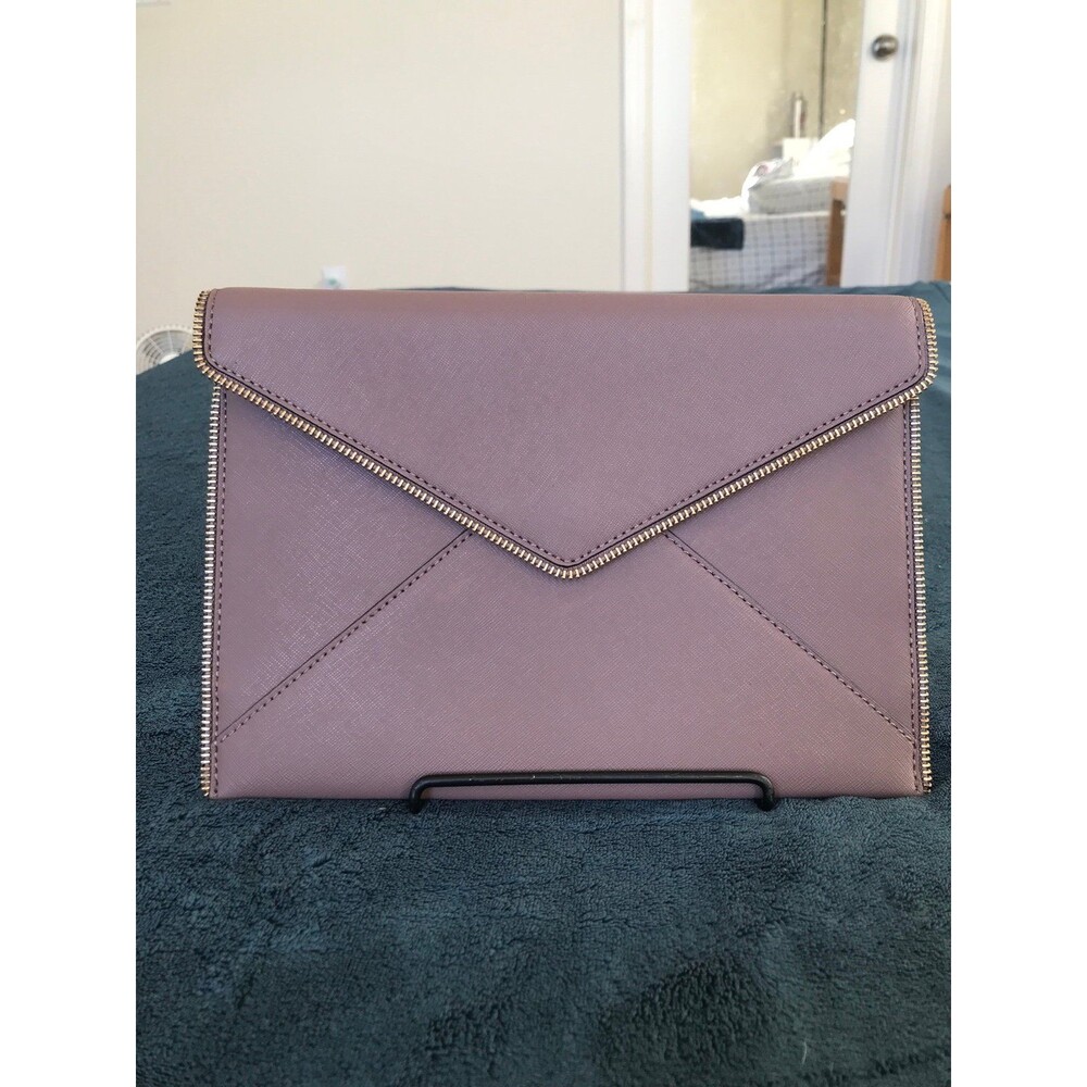Rebecca Minkoff Leo envelope clutch in blush pink saffiano leather